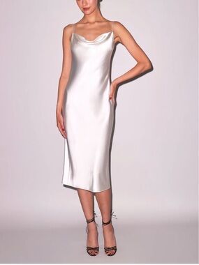 Ivory Satin Cowl Neck Midi Dress (Bridal)